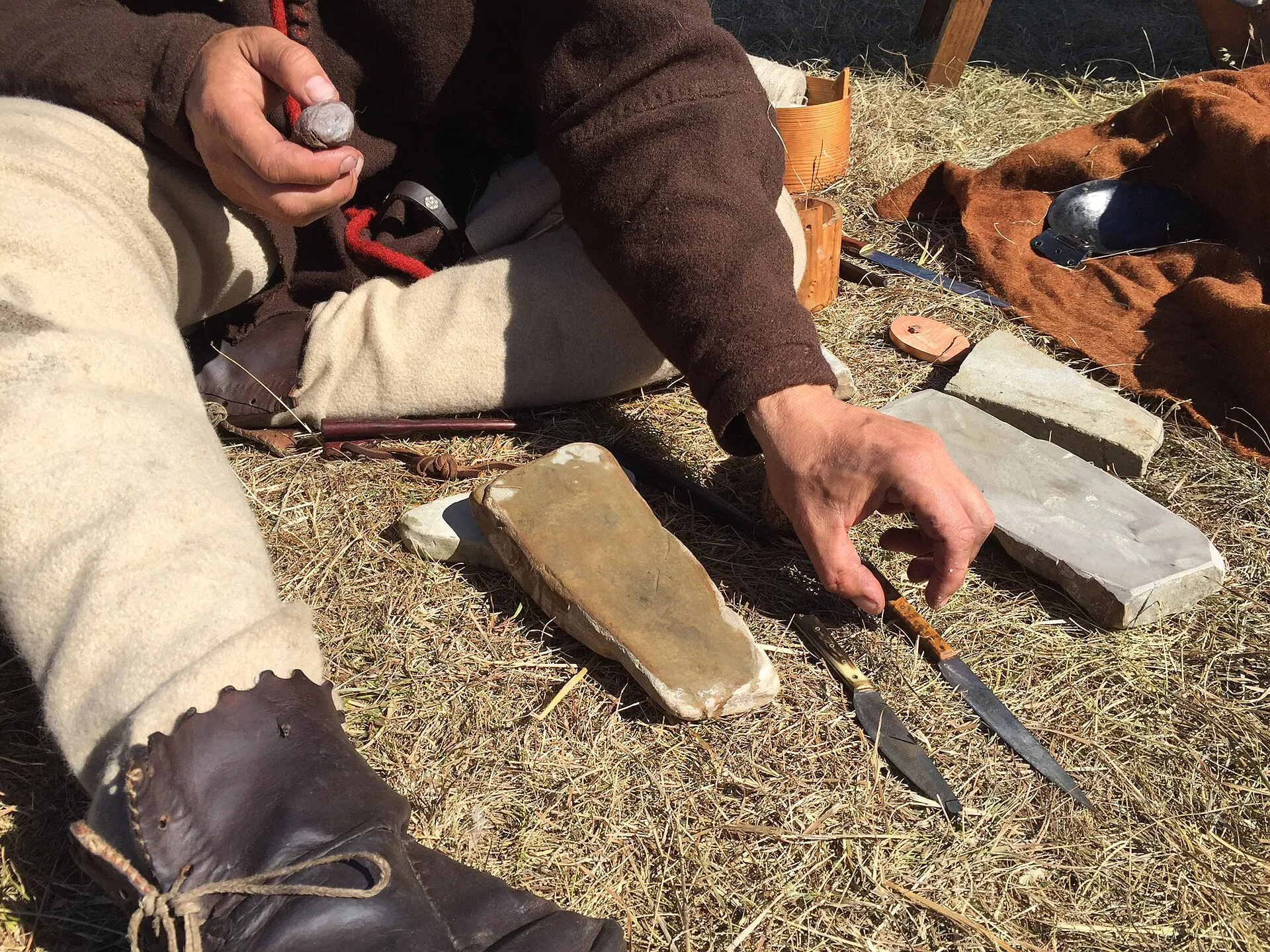 A set of knife sharpening stones